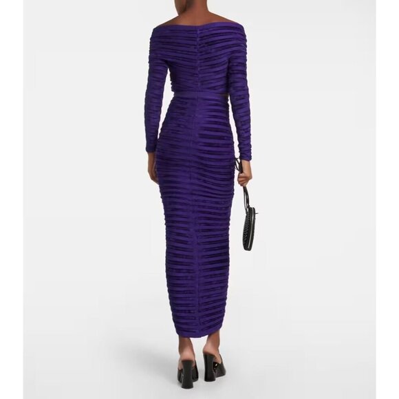 ALAÏA 3d Velvet Top in Ultraviolet 42 New Womens Cropped Knit Blouse - Picture 13 of 16